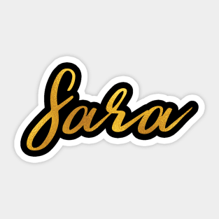 Sara Name Hand Lettering in Faux Gold Letters Sticker